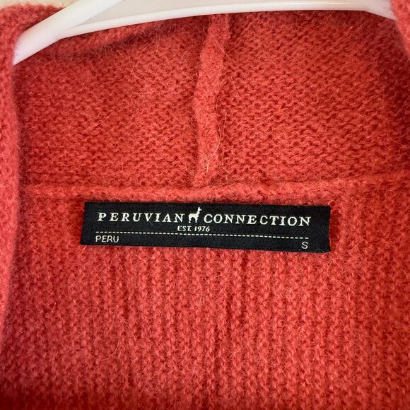 Peruvian Connection Short Sleeve Open Front Alpaca Sweater Pink Women’s S - Picture 2 of 9